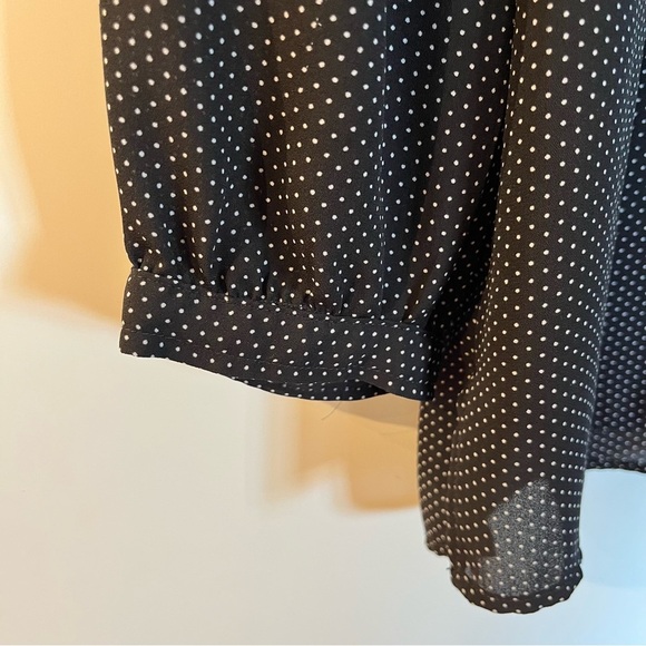 Jasmine & Juliana Black Polka Dot Semi Sheer Blouse Medium - Picture 3 of 7